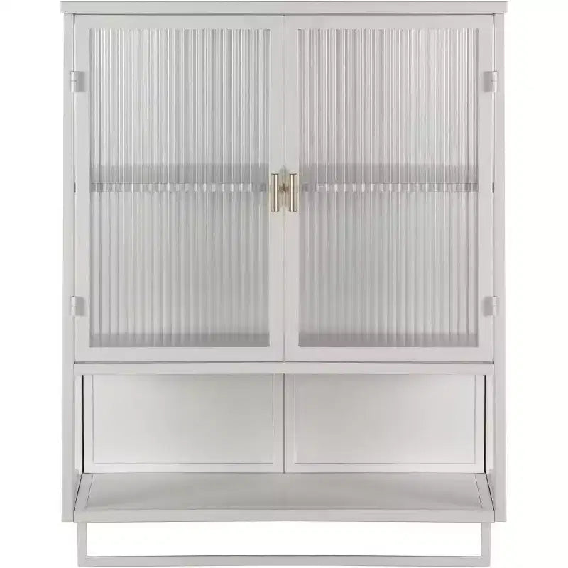 Wall-Mounted Bathroom Cabinet with Glass Door and Removable Shelves
