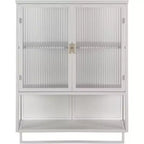 Wall-Mounted Bathroom Cabinet with Glass Door and Removable Shelves
