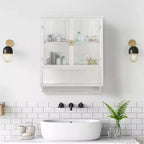 Wall-Mounted Bathroom Cabinet with Glass Door and Removable Shelves
