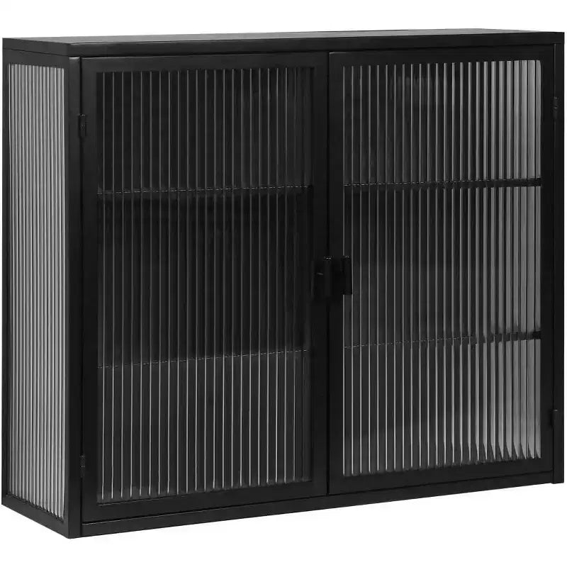 Wall-Mounted Bathroom Cabinet with Glass Door and Removable Shelves