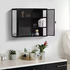 Wall-Mounted Bathroom Cabinet with Glass Door and Removable Shelves