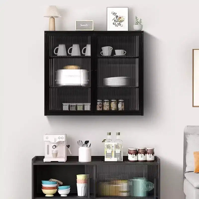 Wall-Mounted Bathroom Cabinet with Glass Door and Removable Shelves