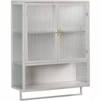 Wall-Mounted Bathroom Cabinet with Glass Door and Removable Shelves