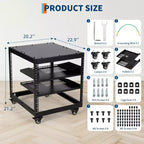 Open Frame Server Rack with Adjustable Depth, Wall Mount and Floor Standing, 19-Inch Rackmount Compatible