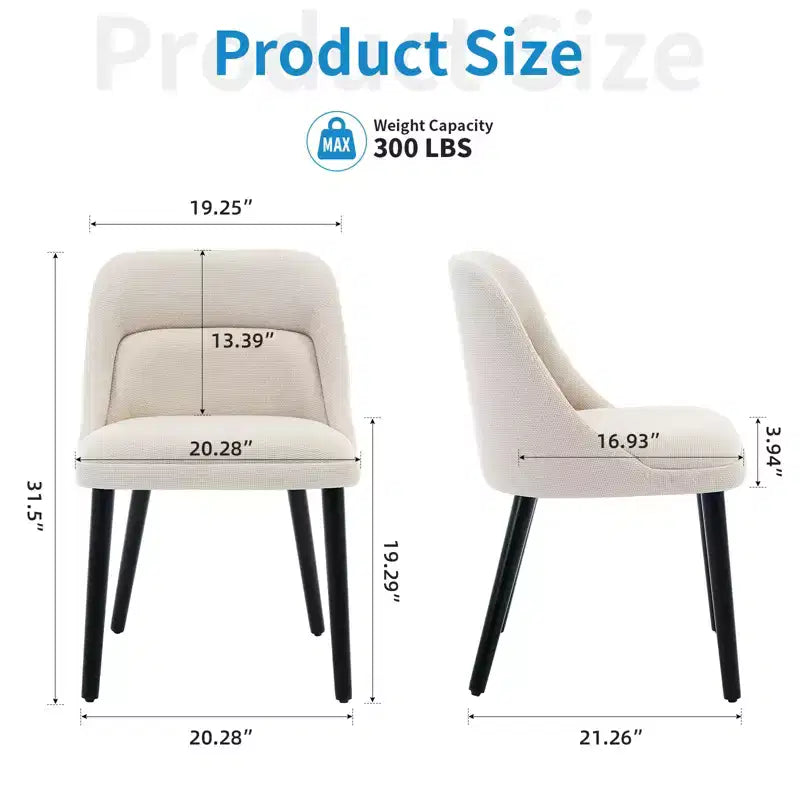 Set of 2 Upholstered Dining Chairs with Wood Legs