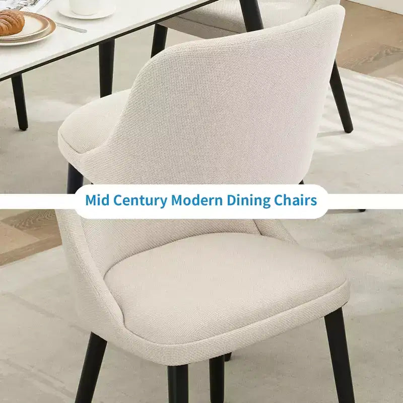 Set of 2 Upholstered Dining Chairs with Wood Legs