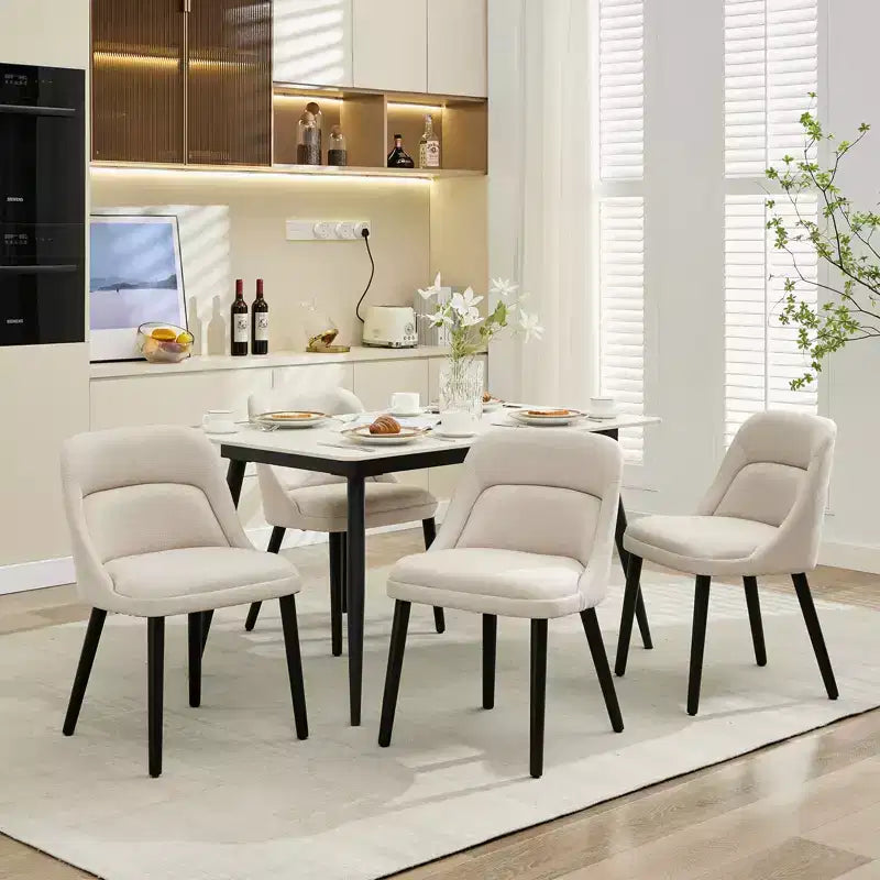 Set of 2 Upholstered Dining Chairs with Wood Legs