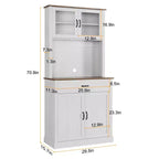 70" Tall Kitchen Pantry Cabinet with Microwave Stand and Coffee Bar, Freestanding Hutch with 4 Doors and Adjustable Shelves