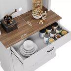 70" Tall Kitchen Pantry Cabinet with Microwave Stand and Coffee Bar, Freestanding Hutch with 4 Doors and Adjustable Shelves