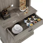 70" Tall Kitchen Pantry Cabinet with Microwave Stand and Coffee Bar, Freestanding Hutch with 4 Doors and Adjustable Shelves
