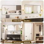 72 x 36 Black Metal Framed Wall Mirror with 3X Magnifying Mirror, Hangs Horizontally or Vertically