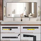 72 x 36 Black Metal Framed Wall Mirror with 3X Magnifying Mirror, Hangs Horizontally or Vertically