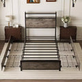 Metal Platform Bed with Storage Drawers, LED Lights and Charging Station
