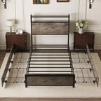 Metal Platform Bed with Storage Drawers, LED Lights and Charging Station