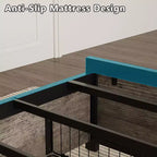 Metal Platform Bed with Storage Drawers, LED Lights and Charging Station