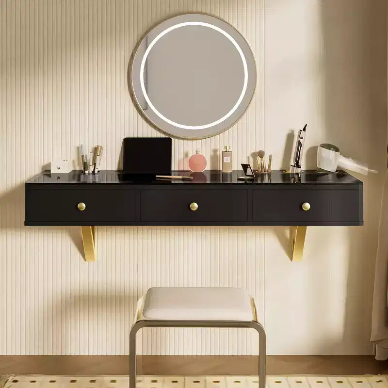 Wall-Mounted Floating Vanity Table with Drawers