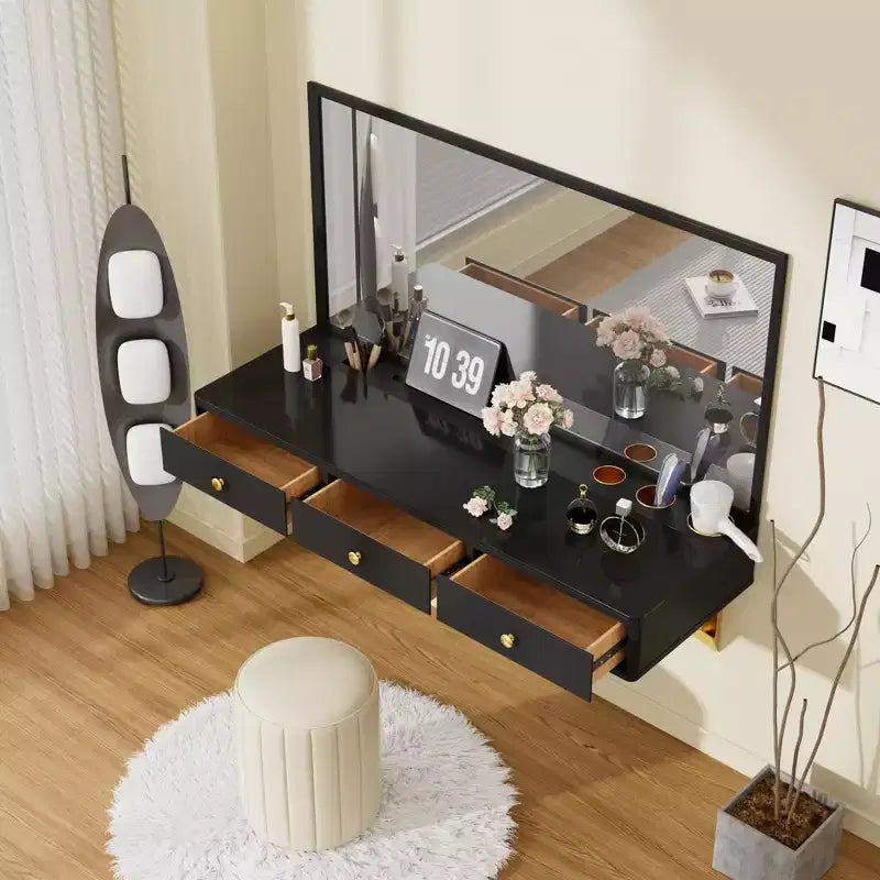 Wall-Mounted Floating Vanity Table with Drawers