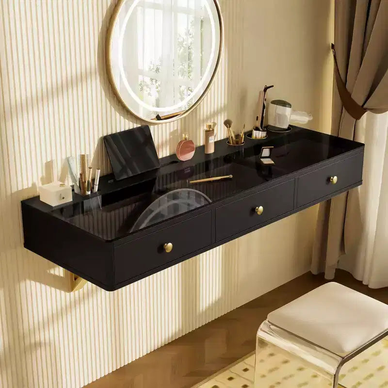 Wall-Mounted Floating Vanity Table with Drawers