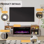 70" Wooden TV Stand for TVs Up to 75", Entertainment Center with Storage and Electric Fireplace Compatibility