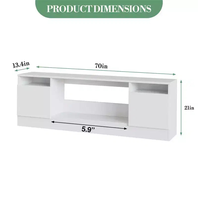 70" Wooden TV Stand for TVs Up to 75", Entertainment Center with Storage and Electric Fireplace Compatibility