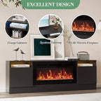 70" Wooden TV Stand for TVs Up to 75", Entertainment Center with Storage and Electric Fireplace Compatibility
