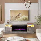 70" Wooden TV Stand for TVs Up to 75", Entertainment Center with Storage and Electric Fireplace Compatibility