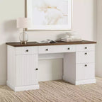 60-Inch Home Office Desk with Drawers and Charging Station