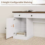60-Inch Home Office Desk with Drawers and Charging Station