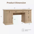 60-Inch Home Office Desk with Drawers and Charging Station