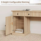 60-Inch Home Office Desk with Drawers and Charging Station