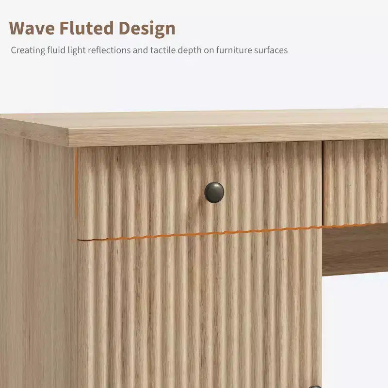 60-Inch Home Office Desk with Drawers and Charging Station