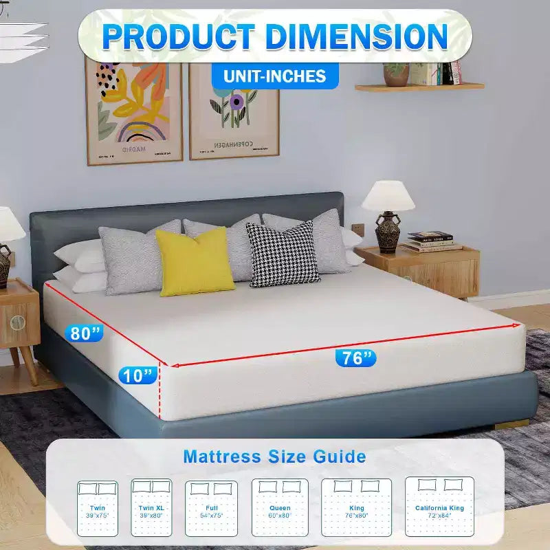 6 Inch Bamboo Charcoal Memory Foam Mattress – Medium Firm, CertiPUR-US Certified
