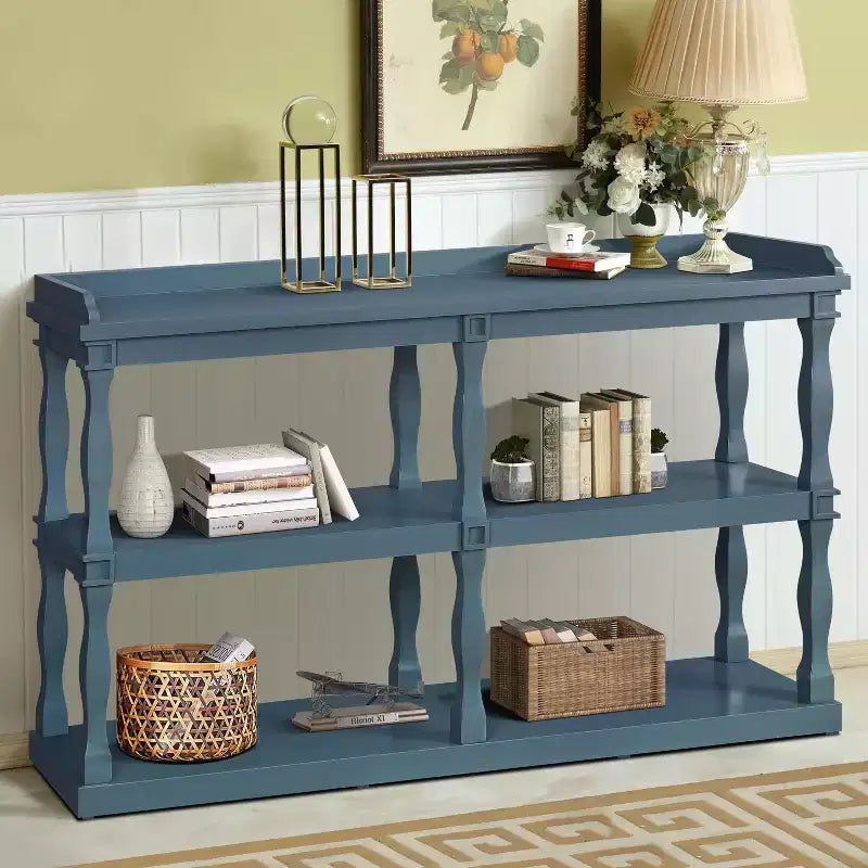 Entryway Console Table with 3-Tier Open Storage and Column-Style Legs