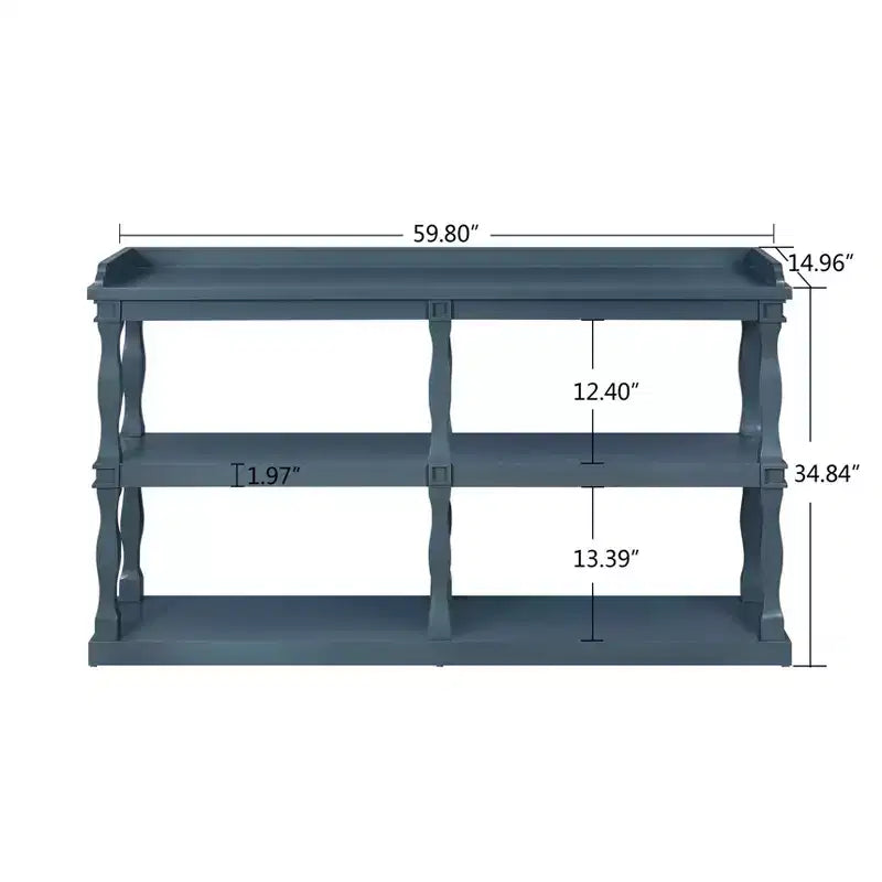 Entryway Console Table with 3-Tier Open Storage and Column-Style Legs