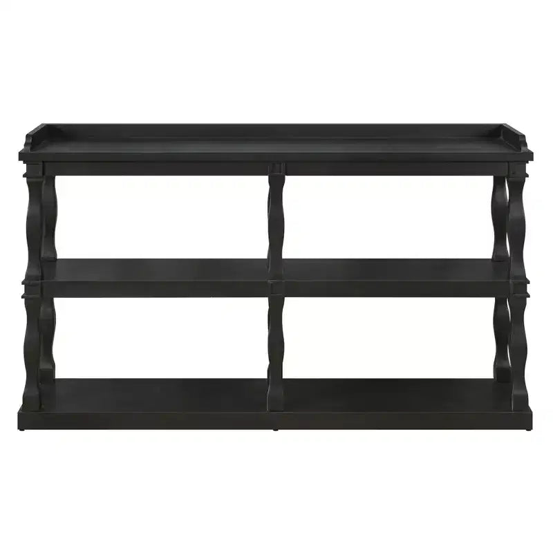 Entryway Console Table with 3-Tier Open Storage and Column-Style Legs