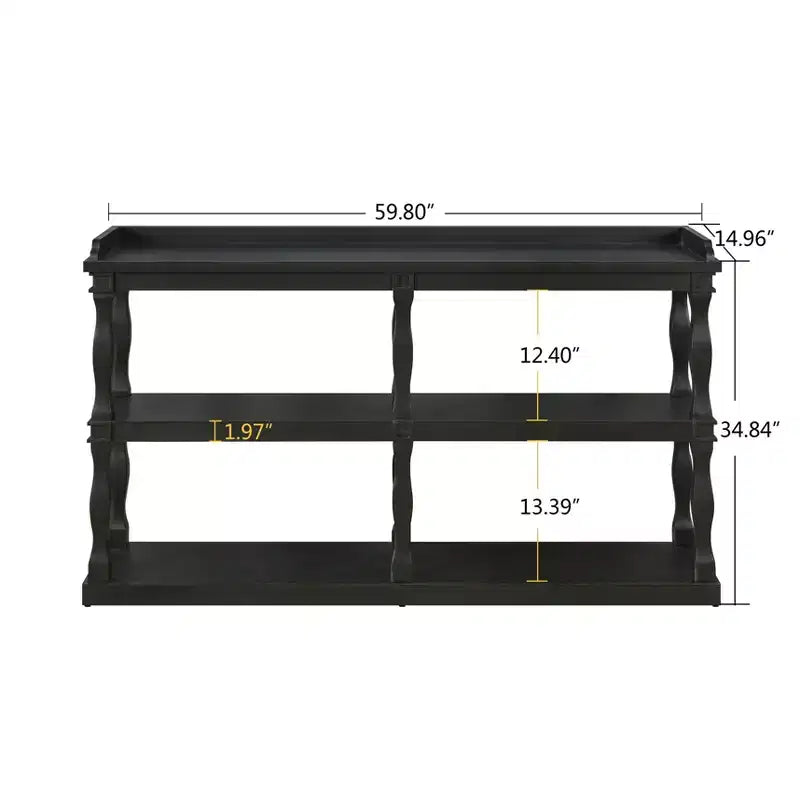 Entryway Console Table with 3-Tier Open Storage and Column-Style Legs