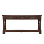 61-Inch Vintage Pine Console Table with 3 Drawers and Bottom Shelf