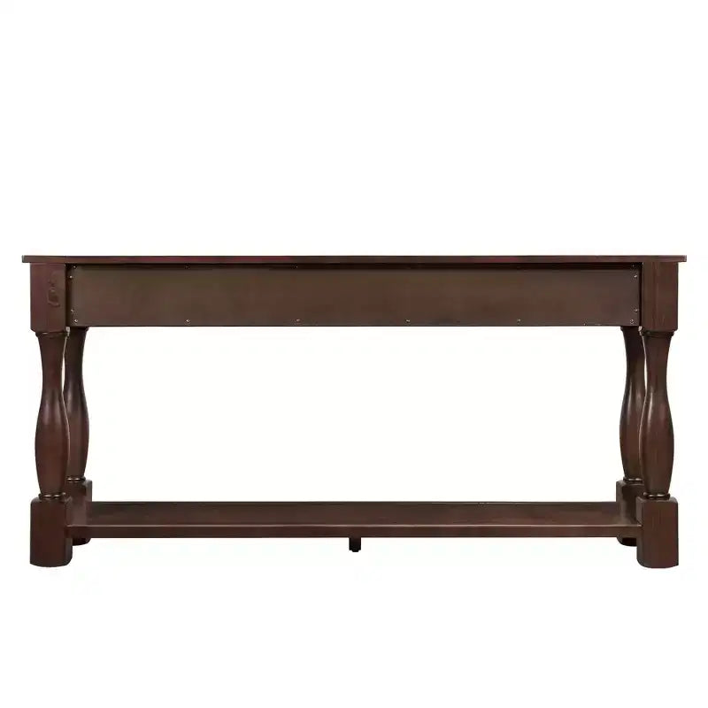 61-Inch Vintage Pine Console Table with 3 Drawers and Bottom Shelf