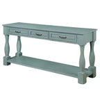 61-Inch Vintage Pine Console Table with 3 Drawers and Bottom Shelf