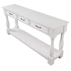 61-Inch Vintage Pine Console Table with 3 Drawers and Bottom Shelf