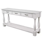 61-Inch Vintage Pine Console Table with 3 Drawers and Bottom Shelf