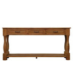 61-Inch Vintage Pine Console Table with 3 Drawers and Bottom Shelf