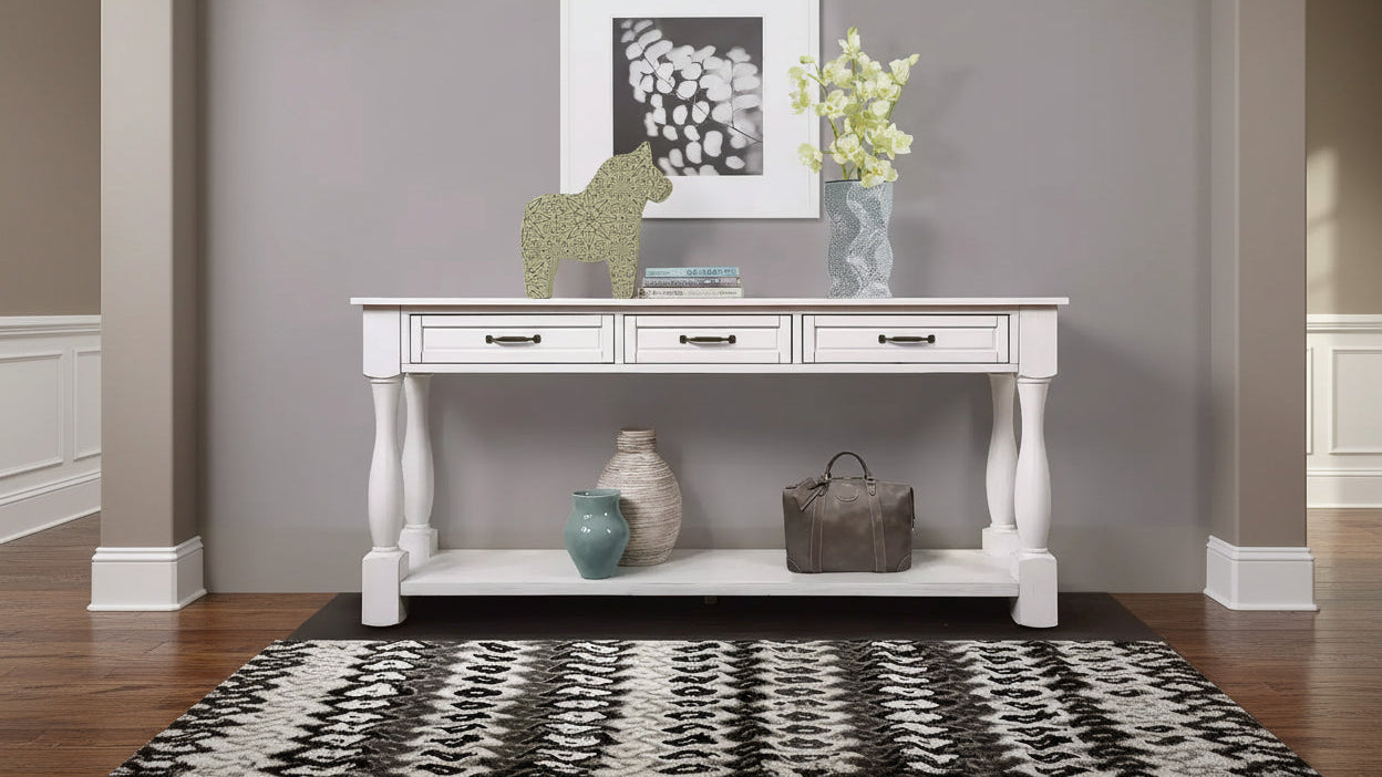 Okak 61IN Vintage Long Pine Console Table, Entryway Table with 3 Drawers and 1 Bottom Shelf, Accent Table for Entryway, Living Room