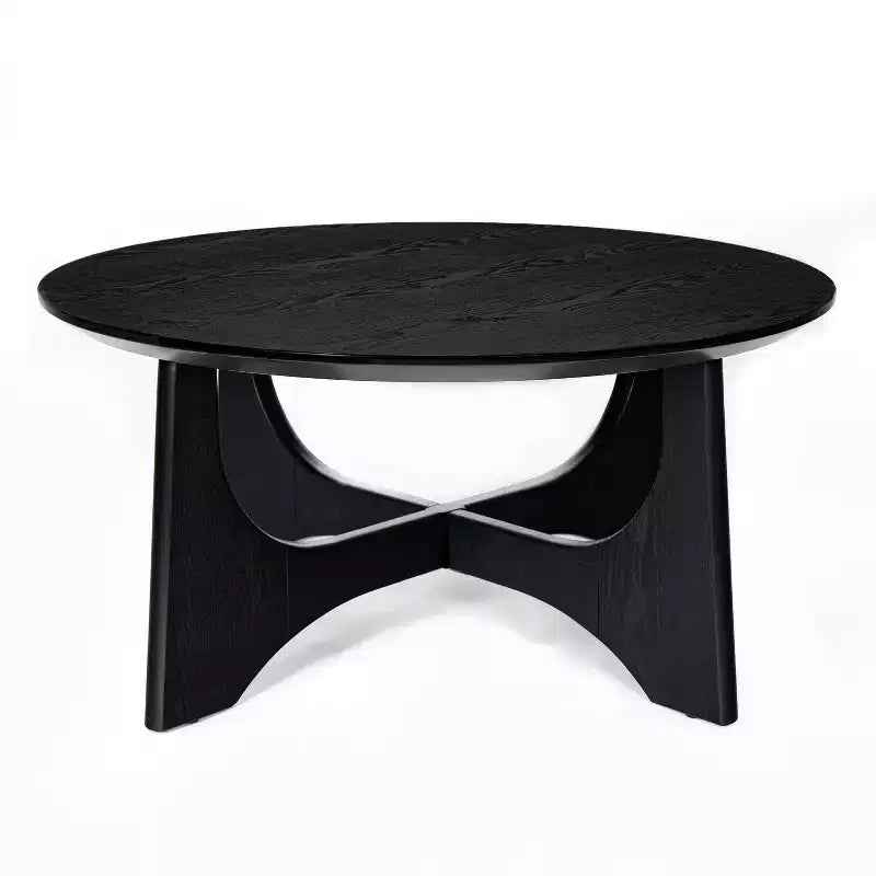 Round Coffee Table with Sculptural Base, Black