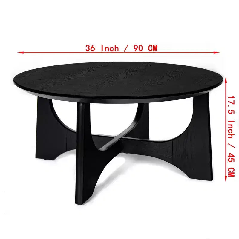 Round Coffee Table with Sculptural Base, Black