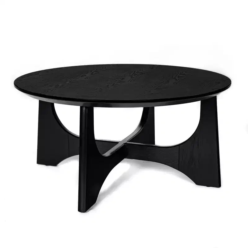 Round Coffee Table with Sculptural Base, Black