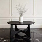 Round Coffee Table with Sculptural Base, Black