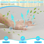 12 Inch Bamboo Charcoal Memory Foam Mattress, Medium Firm, CertiPUR-US Certified