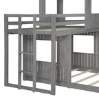 Twin over Full Playhouse Bunk Bed with Roof and Windows