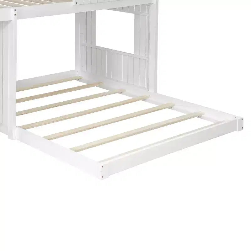 Twin over Full Playhouse Bunk Bed with Roof and Windows